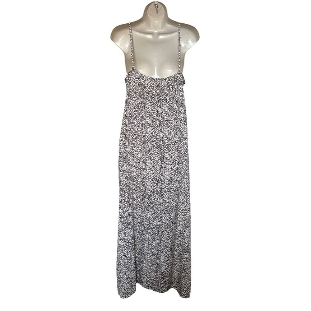 Jenni Kayne Leopard Print Maxi Slip Dress Sz L Minimalist 90s Designer - Picture 4 of 14